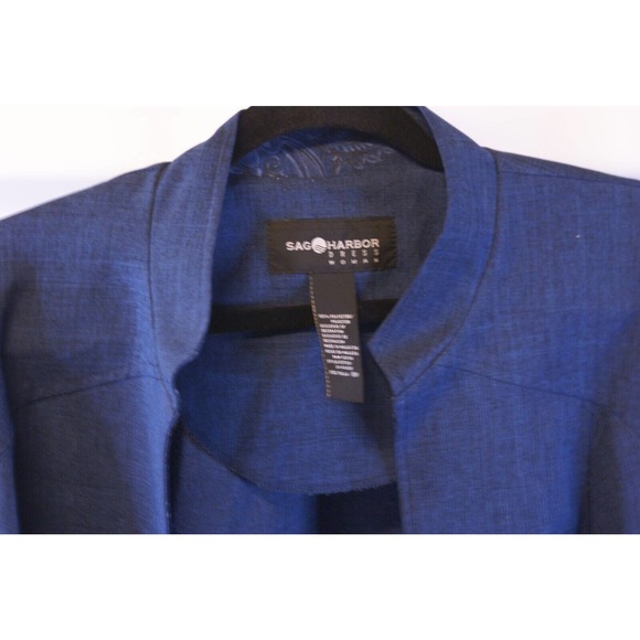 Sag Harbor Blazer Jacket Women's 18W Blue 100% Polyester Open Front Long Sleeve - Picture 8 of 12